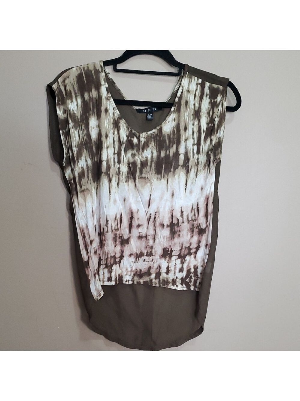 U2B Brown Tie-Dye Sleeveless Top Size Small